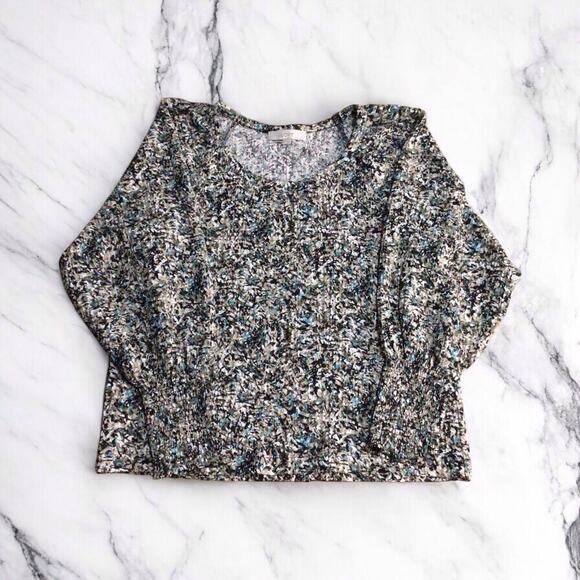 Loft Womens Multicolor Crinkle Blouse Size M Long Sleeve Smocked Cuff Career - Picture 1 of 9